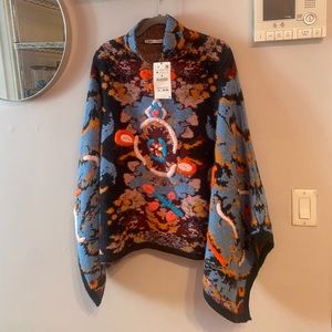 Zara Handcrafted Knit Shawl - Size Medium